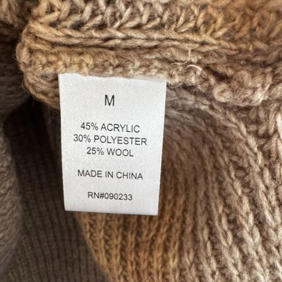 NWT Me to We Fringe Wool Blend Cropped Tan Sweater - M - Picture 5 of 7